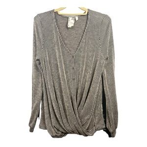 Blu Pepper Womens Black Striped Long Sleeve Top Small